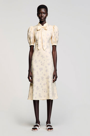 Marfim cetim midi vestido de noiva com mangas